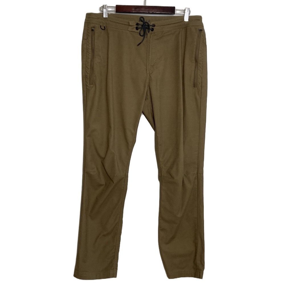Roark Pants Mens 36 x 30 Tan Brown Stretch Twill Adventure Travel Casual Taper